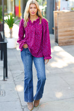 Load image into Gallery viewer, Magenta In Your Dreams Ditzy Floral Frill Neck Top