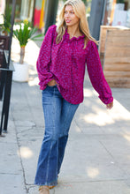 Load image into Gallery viewer, Magenta In Your Dreams Ditzy Floral Frill Neck Top