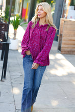 Load image into Gallery viewer, Magenta In Your Dreams Ditzy Floral Frill Neck Top