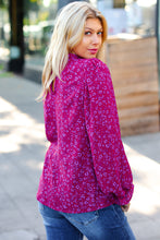 Load image into Gallery viewer, Magenta In Your Dreams Ditzy Floral Frill Neck Top