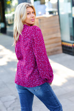 Load image into Gallery viewer, Magenta In Your Dreams Ditzy Floral Frill Neck Top