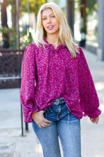 Load image into Gallery viewer, Magenta In Your Dreams Ditzy Floral Frill Neck Top