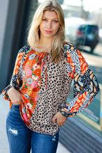 Load image into Gallery viewer, Make it Happen Rust/Taupe Patchwork Color Block Top
