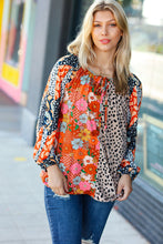 Load image into Gallery viewer, Make it Happen Rust/Taupe Patchwork Color Block Top