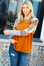 Load image into Gallery viewer, Feeling Myself Rust &amp; Black Animal Print Two Tone Raglan Top