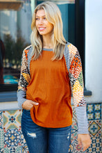 Load image into Gallery viewer, Feeling Myself Rust &amp; Black Animal Print Two Tone Raglan Top