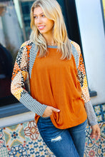 Load image into Gallery viewer, Feeling Myself Rust &amp; Black Animal Print Two Tone Raglan Top