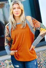 Load image into Gallery viewer, Feeling Myself Rust &amp; Black Animal Print Two Tone Raglan Top