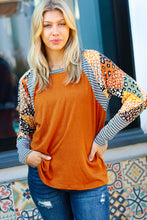Load image into Gallery viewer, Feeling Myself Rust &amp; Black Animal Print Two Tone Raglan Top