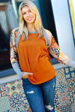 Load image into Gallery viewer, Feeling Myself Rust &amp; Black Animal Print Two Tone Raglan Top