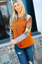 Load image into Gallery viewer, Feeling Myself Rust &amp; Black Animal Print Two Tone Raglan Top