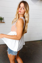 Load image into Gallery viewer, Burnt Orange Two Tone &amp; Floral Pointelle Front Tie Top