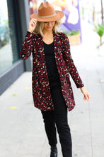 Load image into Gallery viewer, Weekend Envy Burgundy Animal Print Open Cardigan