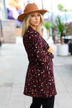 Load image into Gallery viewer, Weekend Envy Burgundy Animal Print Open Cardigan