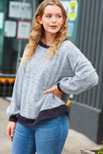 Load image into Gallery viewer, Break Free Grey Banded Two Tone Jacquard Knit Top