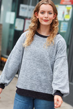 Load image into Gallery viewer, Break Free Grey Banded Two Tone Jacquard Knit Top