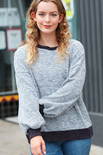Load image into Gallery viewer, Break Free Grey Banded Two Tone Jacquard Knit Top