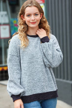 Load image into Gallery viewer, Break Free Grey Banded Two Tone Jacquard Knit Top