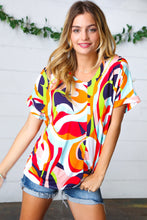 Load image into Gallery viewer, Orange Geometric V Neck Drop Shoulder Top