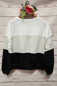 Light Grey Colorblock Pullover Sweatshirt