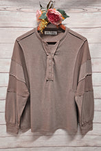 Load image into Gallery viewer, Chestnut Waffle Patchwork Dolman Sleeve Top
