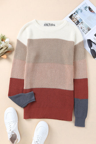 Khaki Colorblock Knitted Sweater
