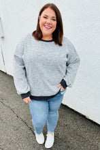 Load image into Gallery viewer, Break Free Grey Banded Two Tone Jacquard Knit Top