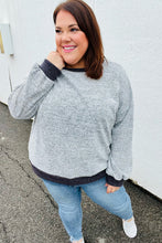 Load image into Gallery viewer, Break Free Grey Banded Two Tone Jacquard Knit Top