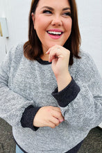 Load image into Gallery viewer, Break Free Grey Banded Two Tone Jacquard Knit Top