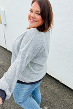 Load image into Gallery viewer, Break Free Grey Banded Two Tone Jacquard Knit Top