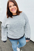 Load image into Gallery viewer, Break Free Grey Banded Two Tone Jacquard Knit Top