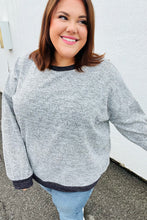 Load image into Gallery viewer, Break Free Grey Banded Two Tone Jacquard Knit Top