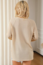 Load image into Gallery viewer, Khaki Solid Waffle Knit Raglan Sleeve Top
