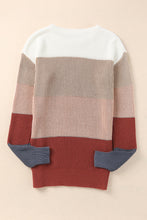 Load image into Gallery viewer, Khaki Colorblock Knitted Sweater