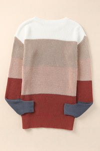 Khaki Colorblock Knitted Sweater