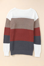 Load image into Gallery viewer, Red and Navy Colorblock Knitted Sweater