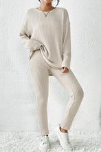 Load image into Gallery viewer, Apricot Ribbed Knit Loungewear Set