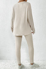 Load image into Gallery viewer, Apricot Ribbed Knit Loungewear Set