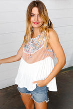 Load image into Gallery viewer, Burnt Orange Two Tone &amp; Floral Pointelle Front Tie Top