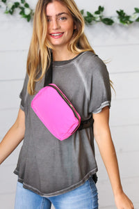 accessor One Size Fits All Hot Pink Nylon Zipper Buckle Belt Sling