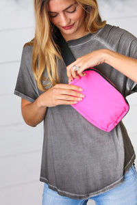 accessor One Size Fits All Hot Pink Nylon Zipper Buckle Belt Sling
