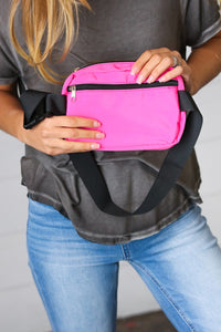 accessor One Size Fits All Hot Pink Nylon Zipper Buckle Belt Sling