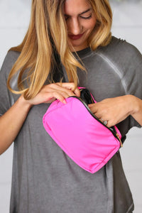 accessor One Size Fits All Hot Pink Nylon Zipper Buckle Belt Sling