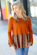 Load image into Gallery viewer, Autumn Days Rust Babydoll Paisley Bell Sleeve Top