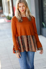 Load image into Gallery viewer, Autumn Days Rust Babydoll Paisley Bell Sleeve Top