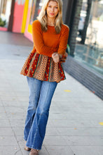 Load image into Gallery viewer, Autumn Days Rust Babydoll Paisley Bell Sleeve Top