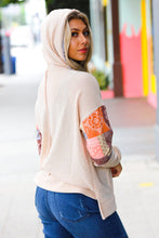 Load image into Gallery viewer, Beige Patchwork Print Kangaroo Pocket Hoodie