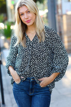 Load image into Gallery viewer, Black Abstract Dot V Neck Woven Top