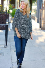 Load image into Gallery viewer, Black Abstract Dot V Neck Woven Top