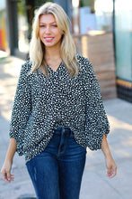 Load image into Gallery viewer, Black Abstract Dot V Neck Woven Top